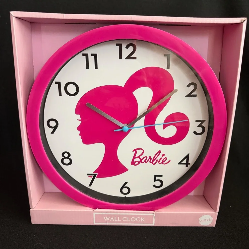 Barbie Wall Clock Hot Pink Analog Display Mattel Silhouette Logo BAB1060BX NEW